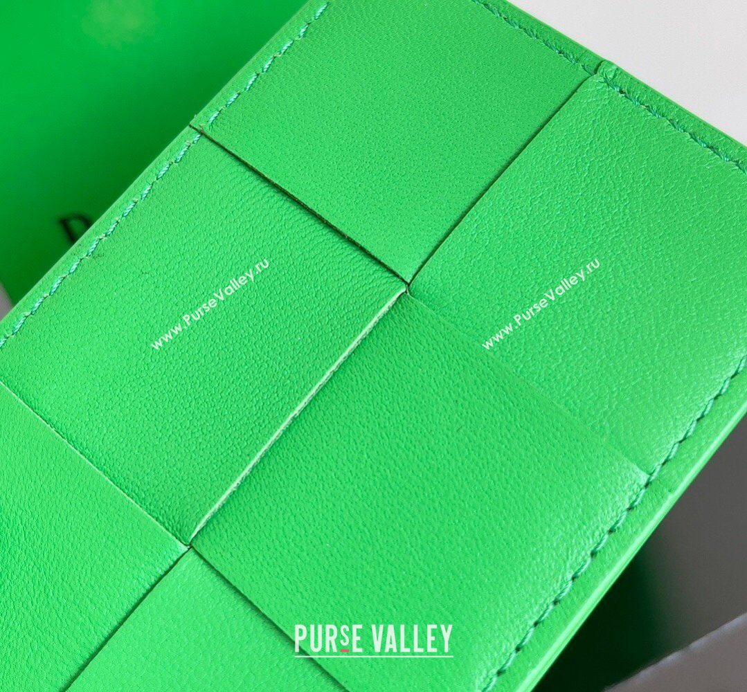 Bottega Veneta Cassette Credit Card Case in Intreccio Leather 742693 Parakeet Green 2026 (YX-260402054)