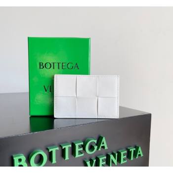 Bottega Veneta Cassette Credit Card Case in Intreccio Leather 742693 White 2026 (YX-260402055)