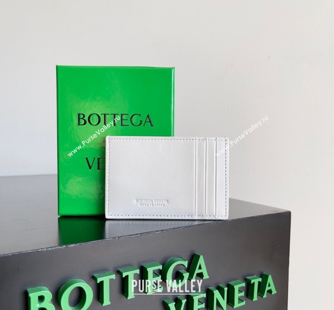 Bottega Veneta Cassette Credit Card Case in Intreccio Leather 742693 White 2026 (YX-260402055)