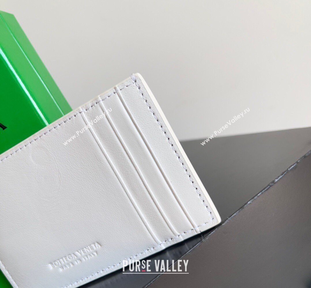 Bottega Veneta Cassette Credit Card Case in Intreccio Leather 742693 White 2026 (YX-260402055)