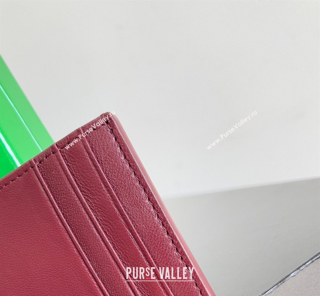Bottega Veneta Cassette Credit Card Case in Intreccio Leather 742693 Burgundy 2026 (YX-260402048)