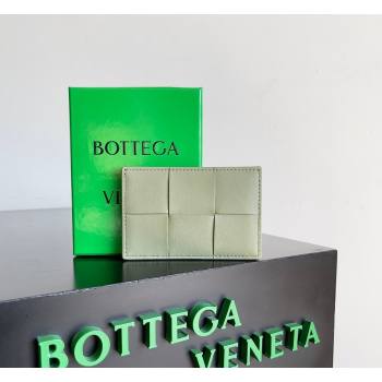 Bottega Veneta Cassette Credit Card Case in Intreccio Leather 742693 Travertine Green 2026 (YX-260402056)