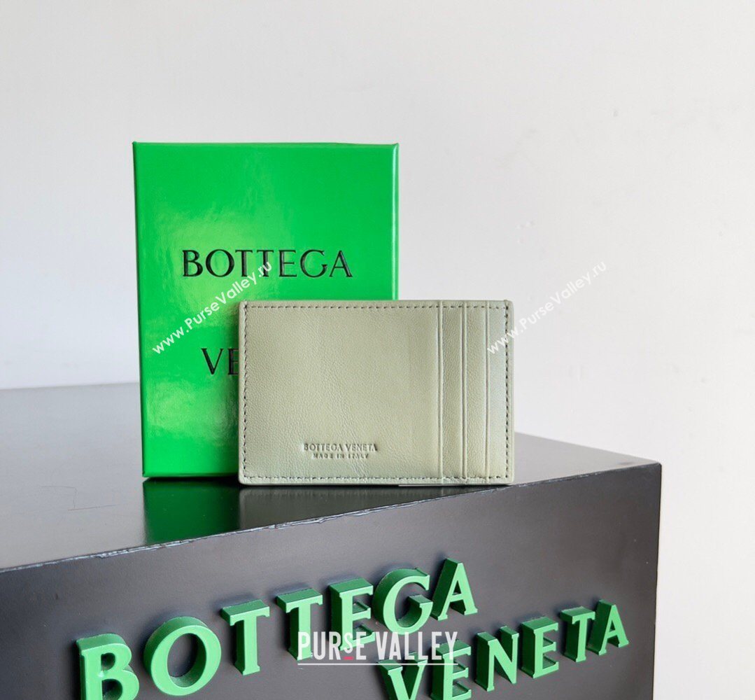 Bottega Veneta Cassette Credit Card Case in Intreccio Leather 742693 Travertine Green 2026 (YX-260402056)