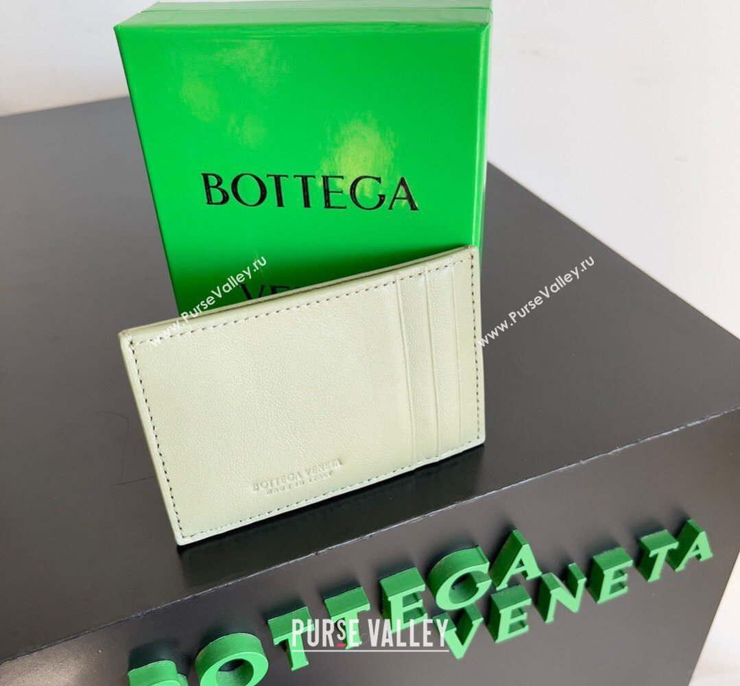 Bottega Veneta Cassette Credit Card Case in Intreccio Leather 742693 Travertine Green 2026 (YX-260402056)