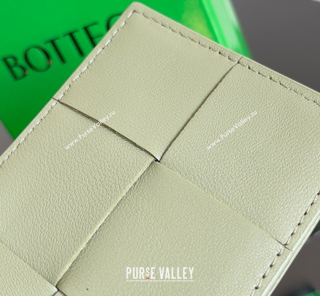Bottega Veneta Cassette Credit Card Case in Intreccio Leather 742693 Travertine Green 2026 (YX-260402056)