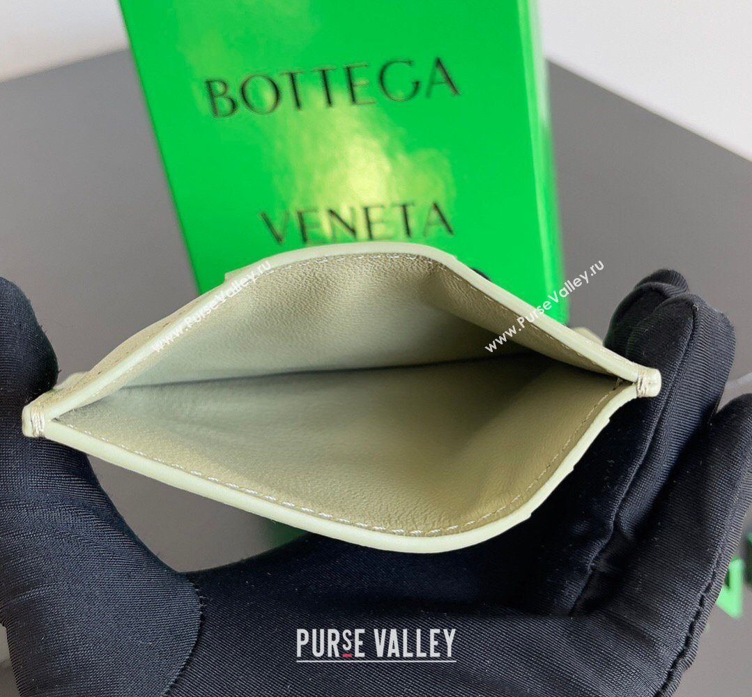 Bottega Veneta Cassette Credit Card Case in Intreccio Leather 742693 Travertine Green 2026 (YX-260402056)