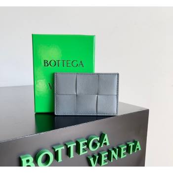 Bottega Veneta Cassette Credit Card Case in Intreccio Leather 742693 Grey 2026 (YX-260402057)