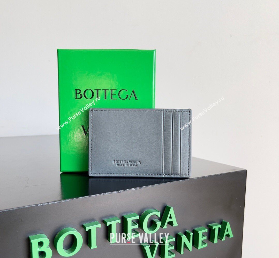 Bottega Veneta Cassette Credit Card Case in Intreccio Leather 742693 Grey 2026 (YX-260402057)