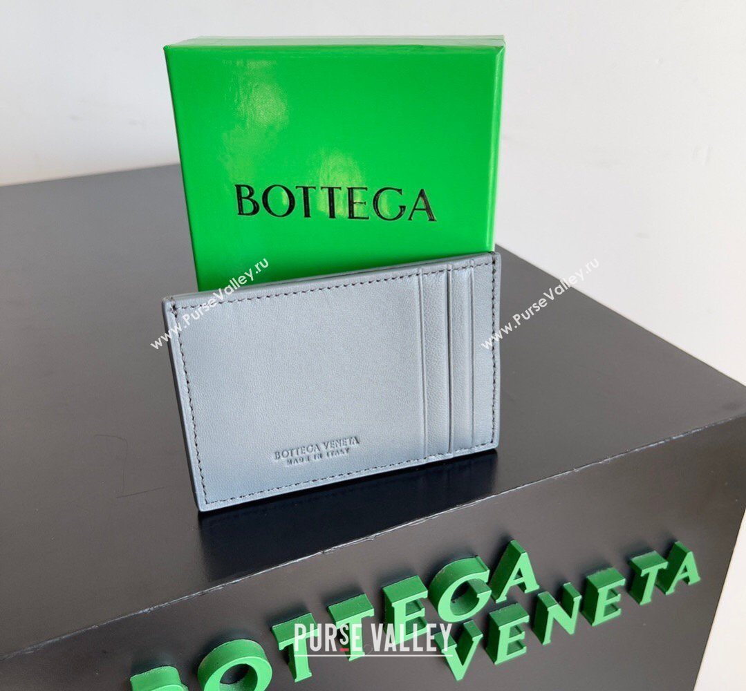 Bottega Veneta Cassette Credit Card Case in Intreccio Leather 742693 Grey 2026 (YX-260402057)