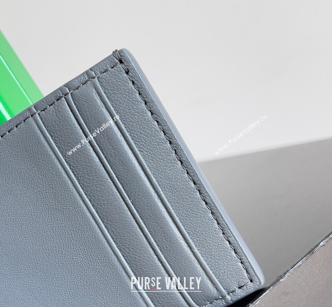 Bottega Veneta Cassette Credit Card Case in Intreccio Leather 742693 Grey 2026 (YX-260402057)