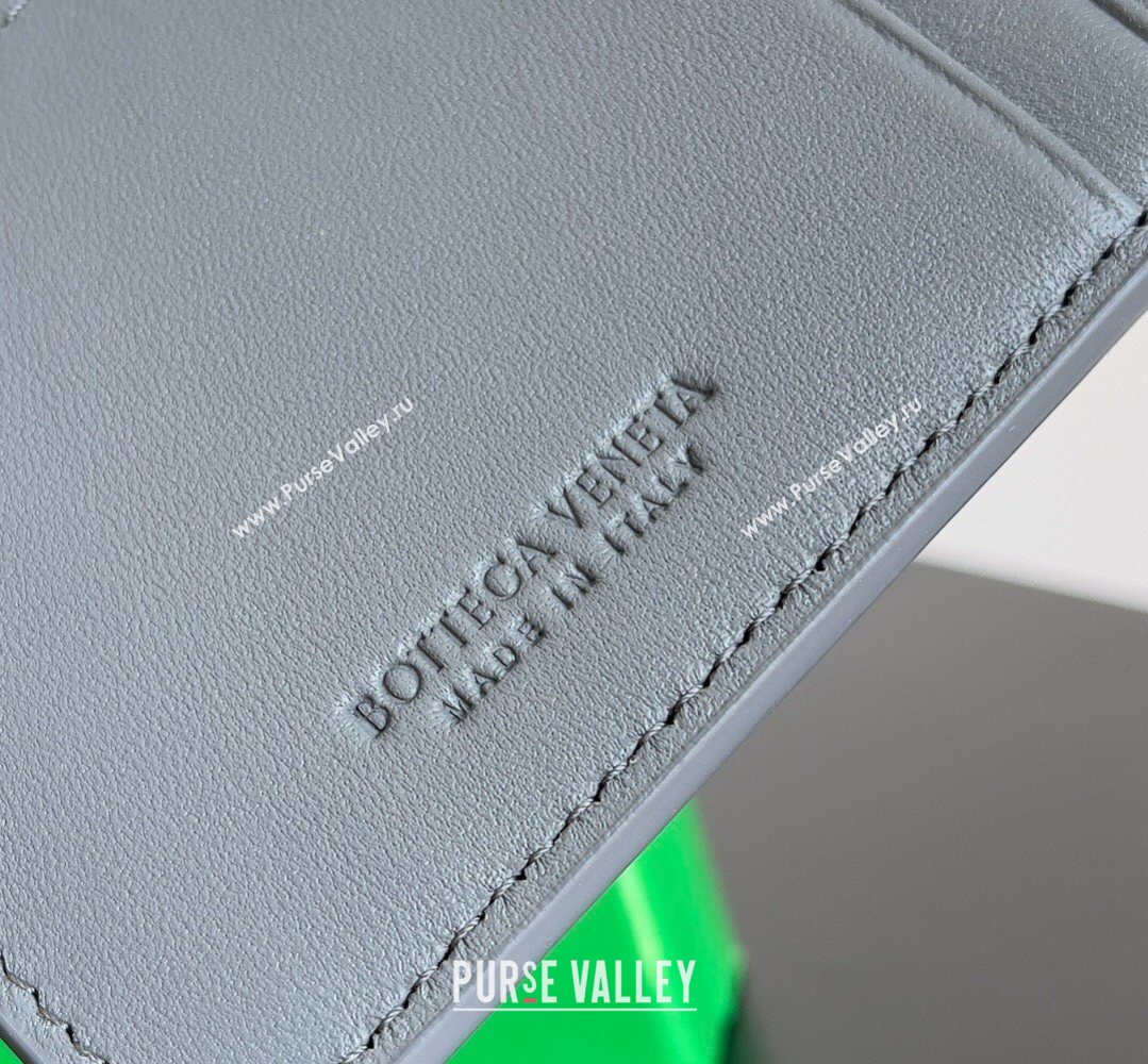 Bottega Veneta Cassette Credit Card Case in Intreccio Leather 742693 Grey 2026 (YX-260402057)