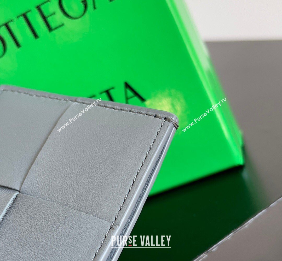 Bottega Veneta Cassette Credit Card Case in Intreccio Leather 742693 Grey 2026 (YX-260402057)