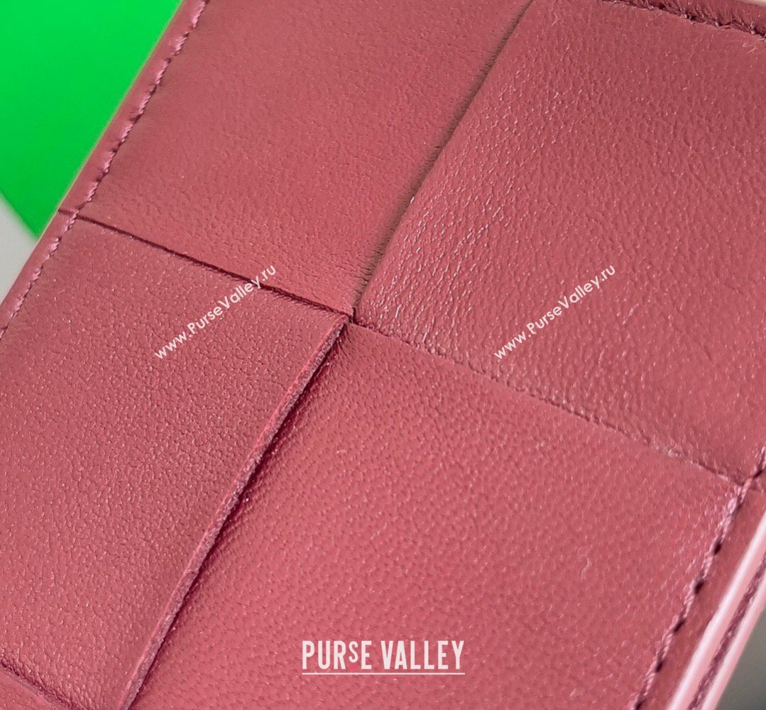 Bottega Veneta Cassette Credit Card Case in Intreccio Leather 742693 Burgundy 2026 (YX-260402048)
