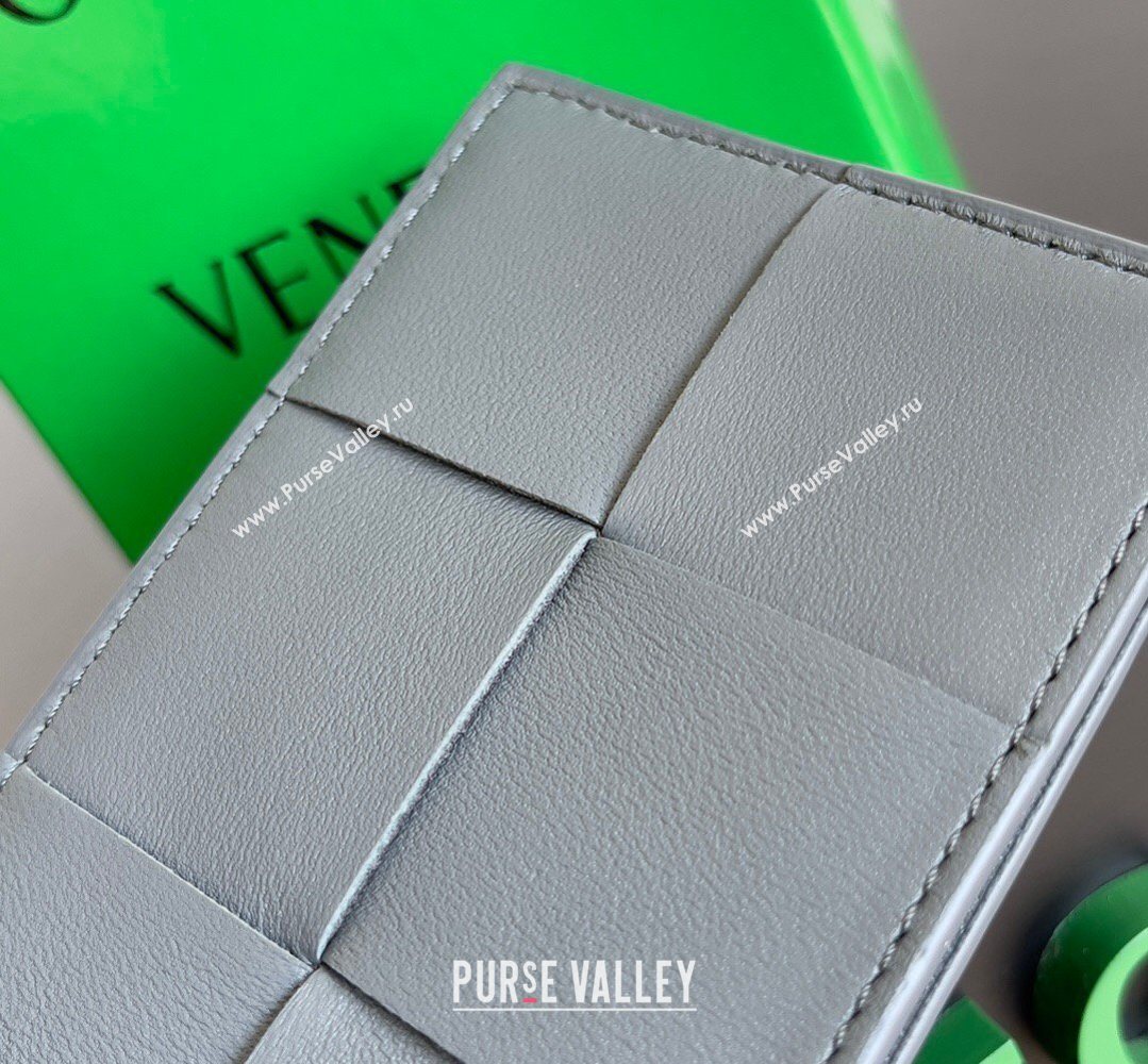 Bottega Veneta Cassette Credit Card Case in Intreccio Leather 742693 Grey 2026 (YX-260402057)