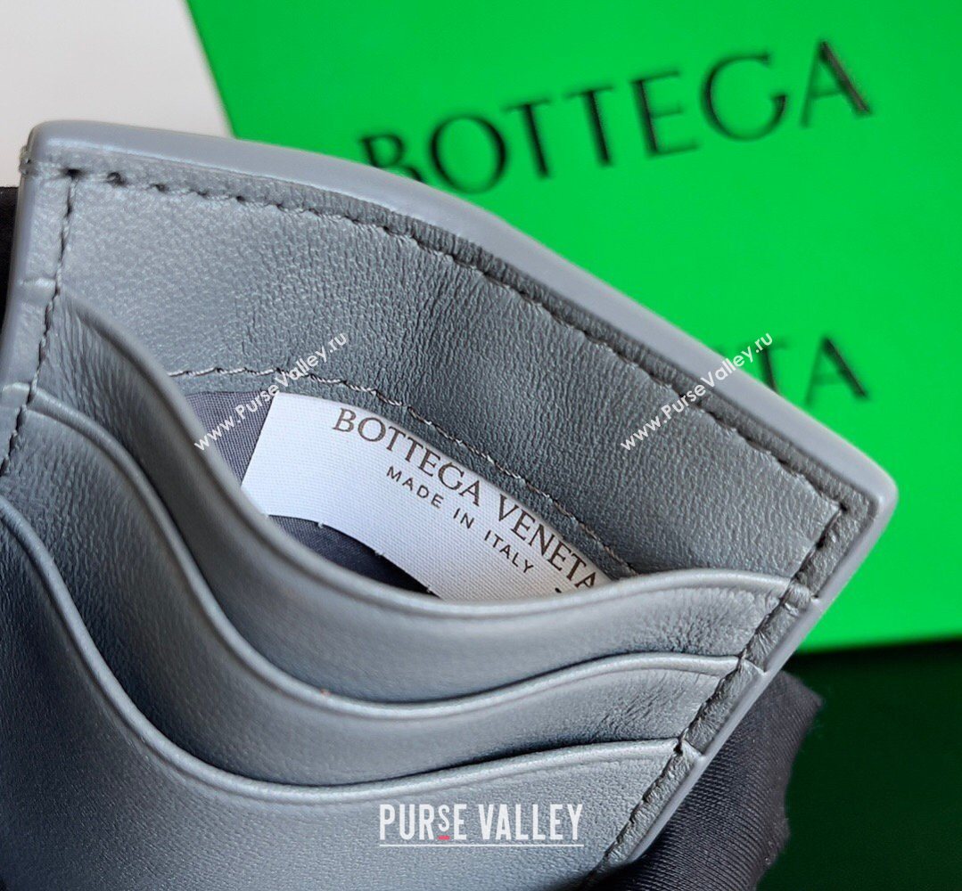 Bottega Veneta Cassette Credit Card Case in Intreccio Leather 742693 Grey 2026 (YX-260402057)