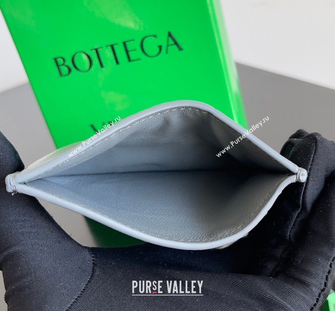 Bottega Veneta Cassette Credit Card Case in Intreccio Leather 742693 Grey 2026 (YX-260402057)