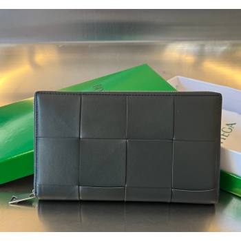 Bottega Veneta Mens Cassette Zip Around Wallet in Intreccio Leather 814649 Dark Moss 2026 (YX-260402058)