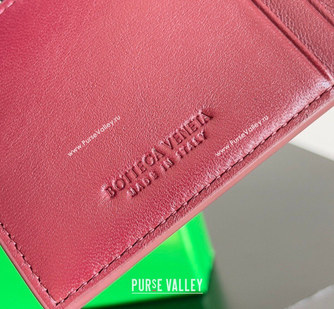 Bottega Veneta Cassette Credit Card Case in Intreccio Leather 742693 Burgundy 2026 (YX-260402048)