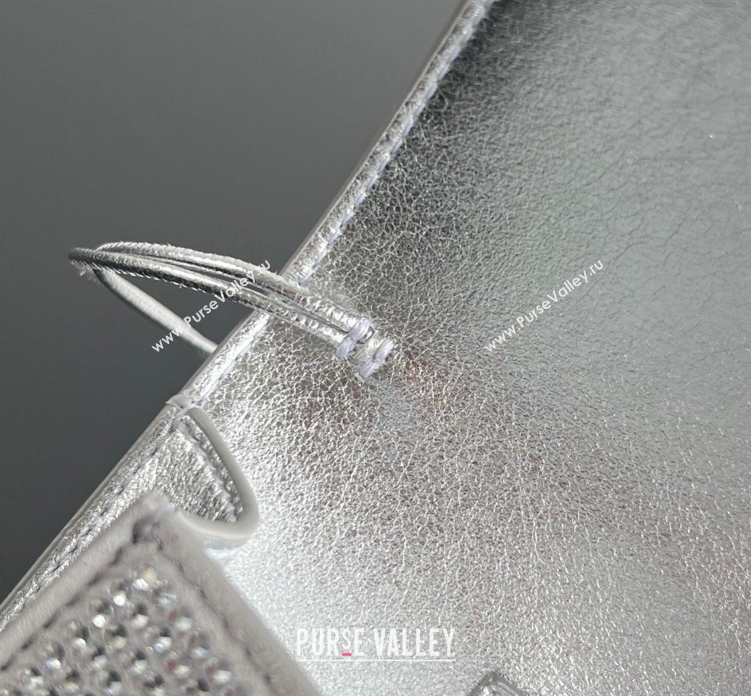 Bottega Veneta Long Clutch Bag Andiamo in Suede and Crystals Silver 2026 844124 (WT-260401075)