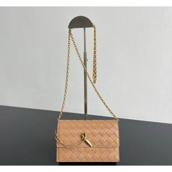 Bottega Veneta Andiamo Pouch on Chain Mini Bag in Intrecciato Leather Pale Brown 2026 844107 (WT-260402102)