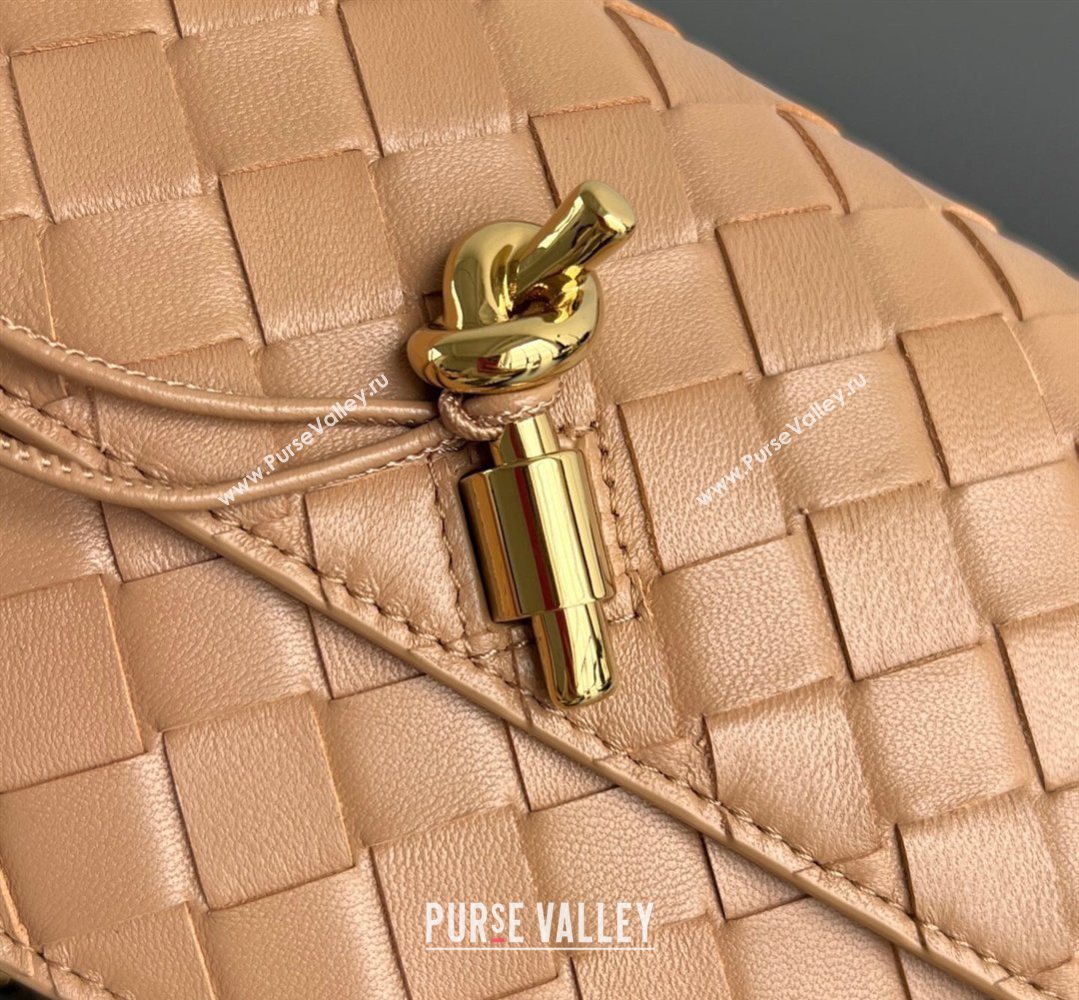 Bottega Veneta Andiamo Pouch on Chain Mini Bag in Intrecciato Leather Pale Brown 2026 844107 (WT-260402102)