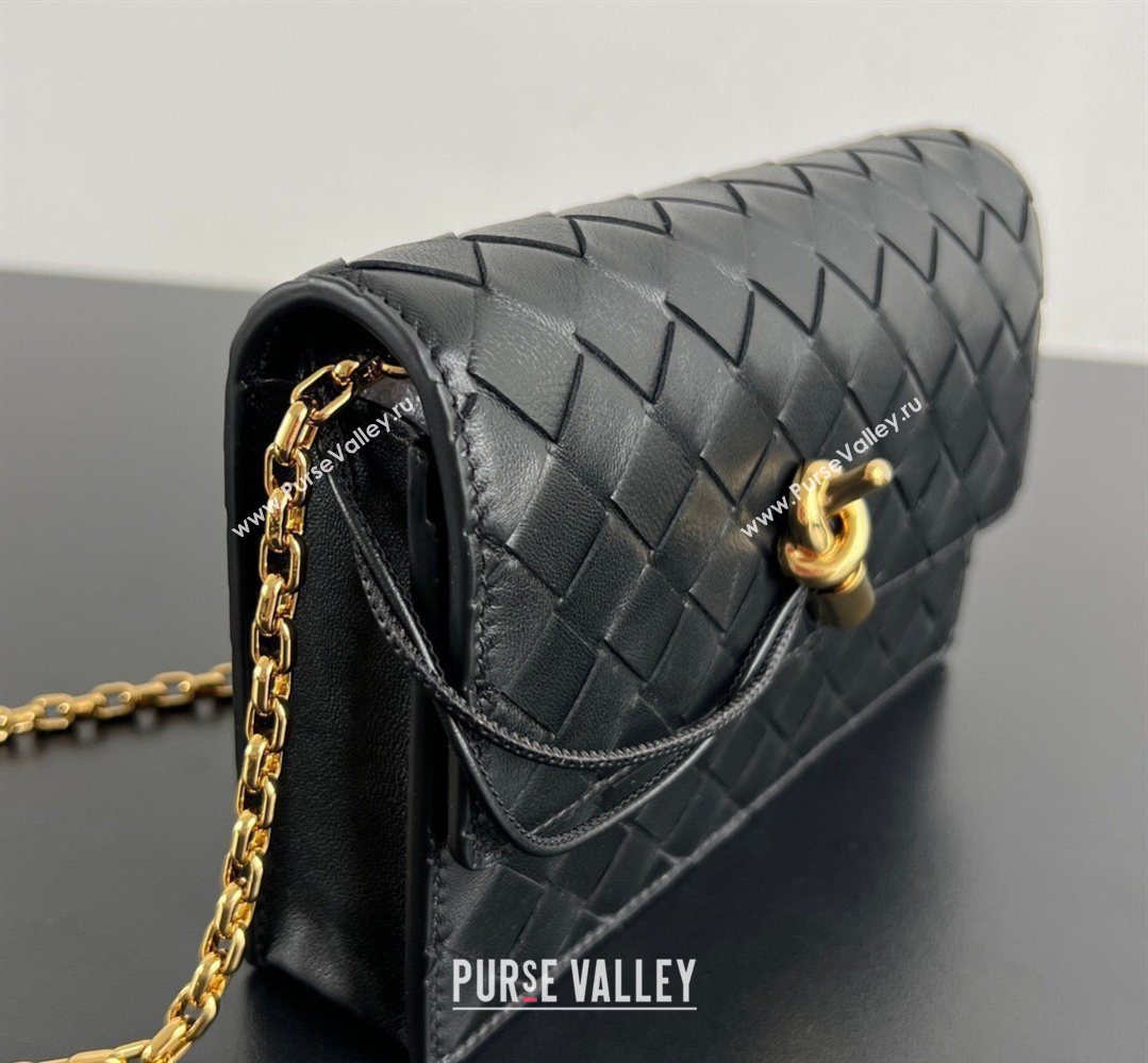 Bottega Veneta Andiamo Pouch on Chain Mini Bag in Intrecciato Leather Black 2026 844107 (WT-260402103)