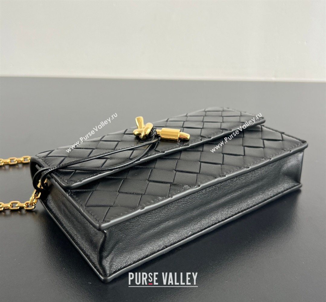 Bottega Veneta Andiamo Pouch on Chain Mini Bag in Intrecciato Leather Black 2026 844107 (WT-260402103)