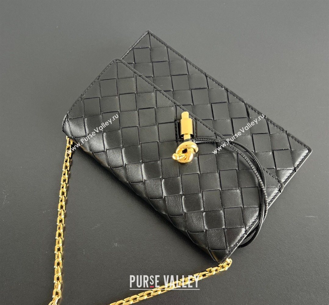Bottega Veneta Andiamo Pouch on Chain Mini Bag in Intrecciato Leather Black 2026 844107 (WT-260402103)