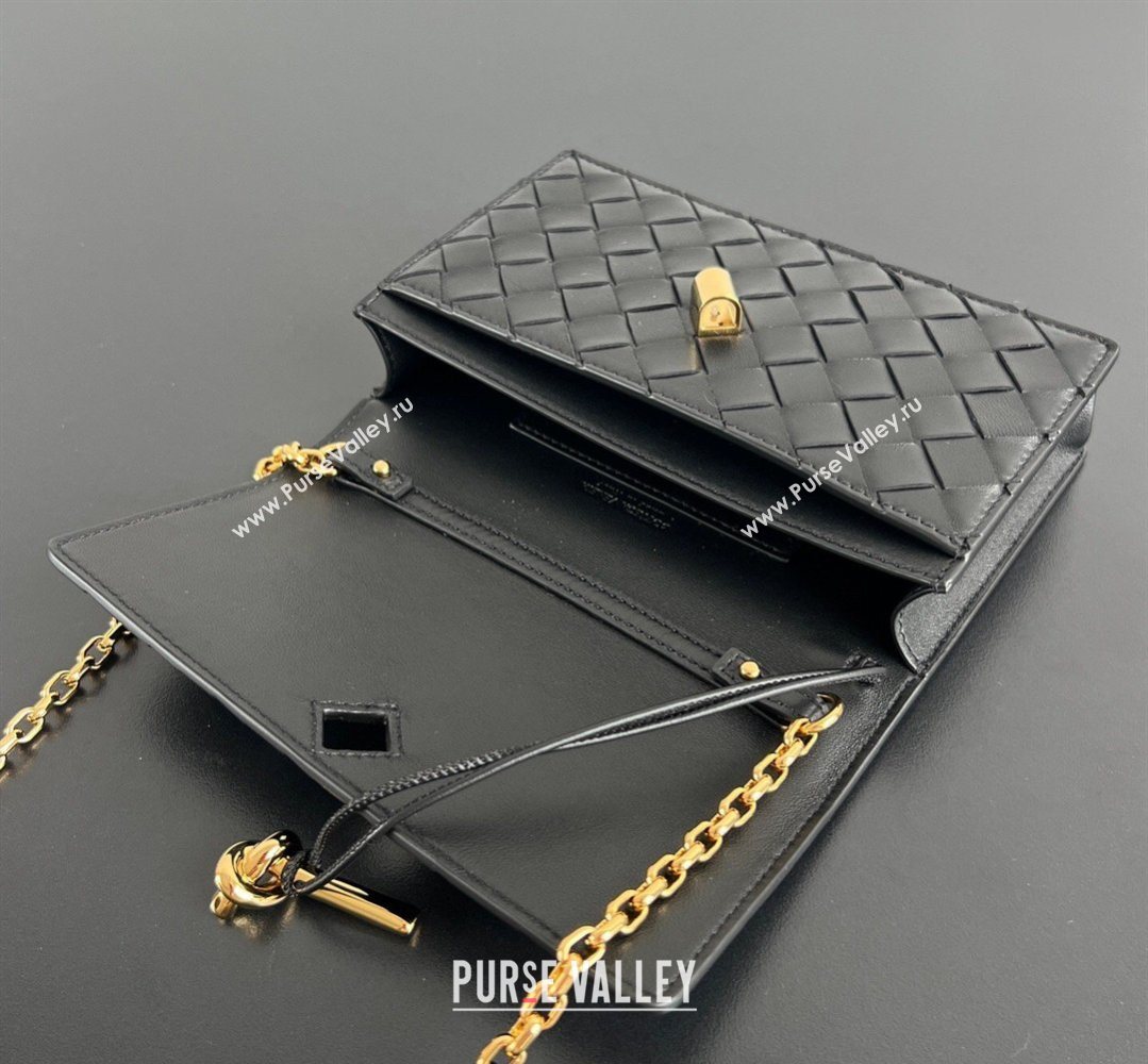 Bottega Veneta Andiamo Pouch on Chain Mini Bag in Intrecciato Leather Black 2026 844107 (WT-260402103)