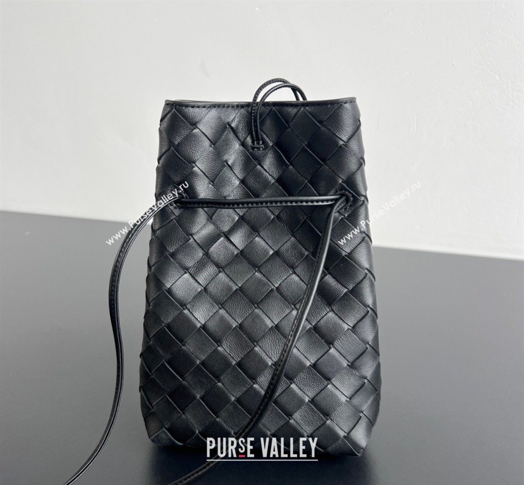 Bottega Veneta Andiamo Phone Pouch in Intrecciato Leather Black 2026 843890 (WT-260402100)