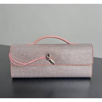 Bottega Veneta Long Clutch Bag Andiamo in Suede and Crystals Rose Pink 2026 844124 (WT-260401076)