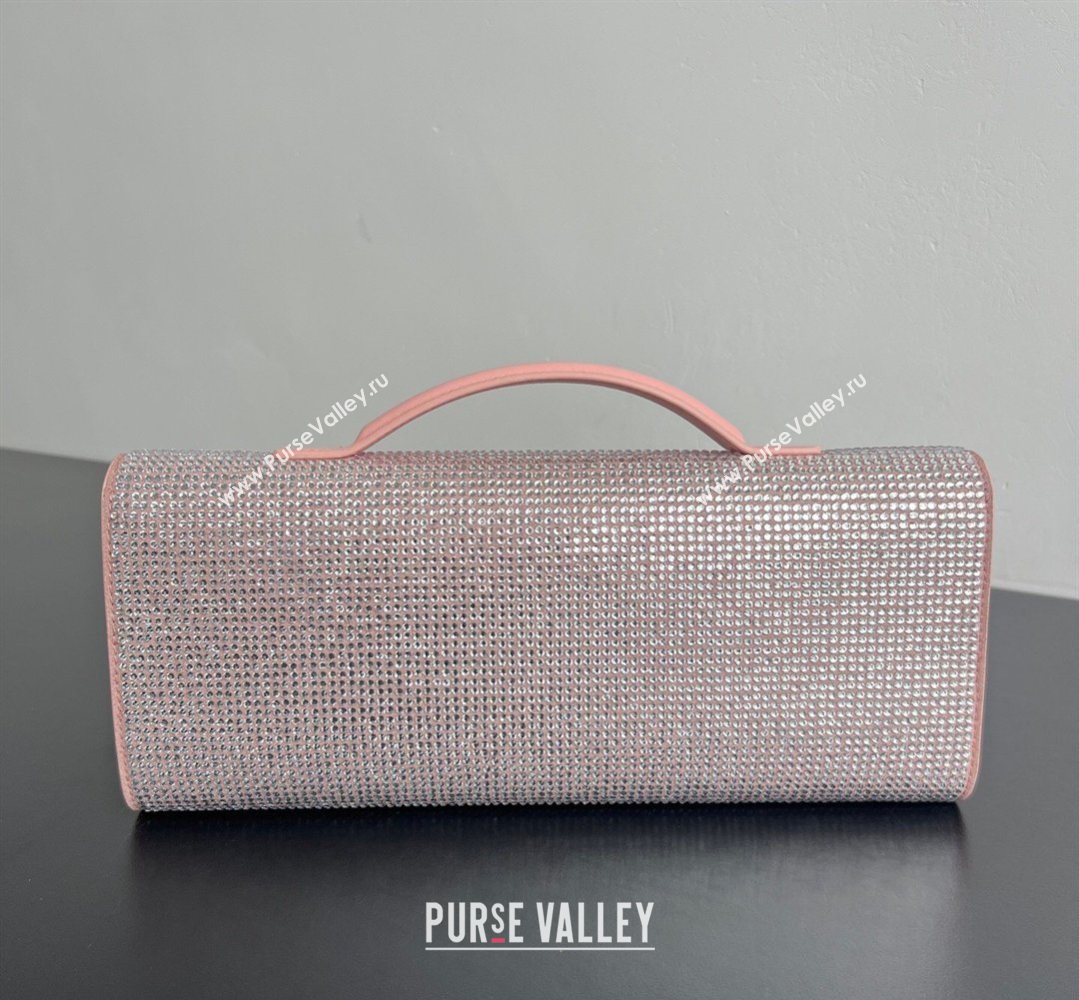 Bottega Veneta Long Clutch Bag Andiamo in Suede and Crystals Rose Pink 2026 844124 (WT-260401076)