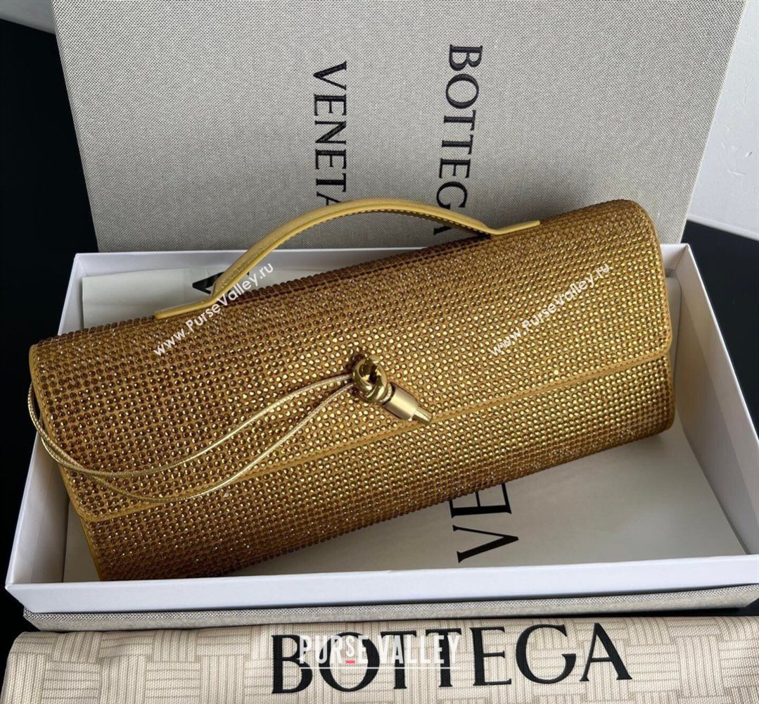 Bottega Veneta Long Clutch Bag Andiamo in Suede and Crystals Gold 2026 844124 (WT-260401074)