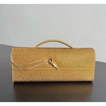 Bottega Veneta Long Clutch Bag Andiamo in Suede and Crystals Gold 2026 844124 (WT-260401074)