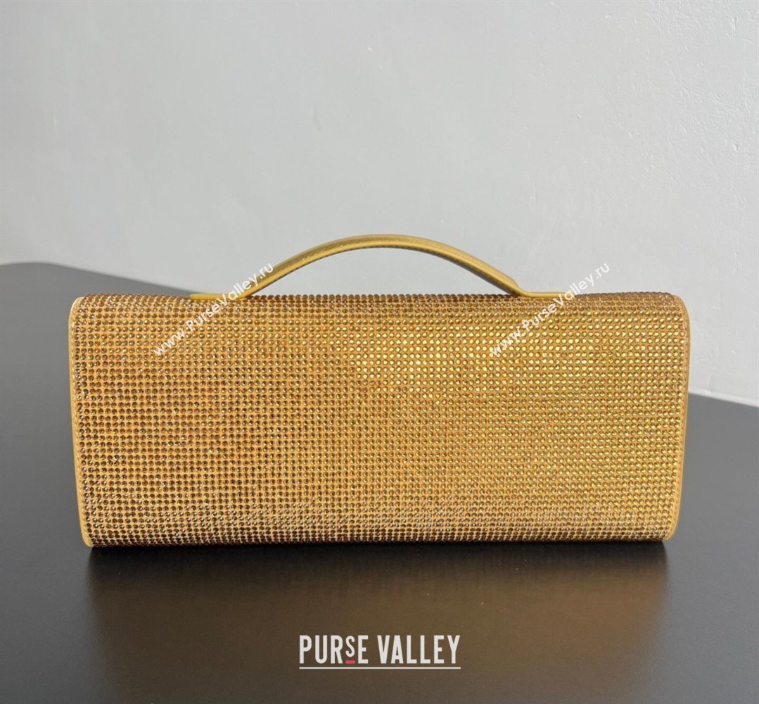 Bottega Veneta Long Clutch Bag Andiamo in Suede and Crystals Gold 2026 844124 (WT-260401074)
