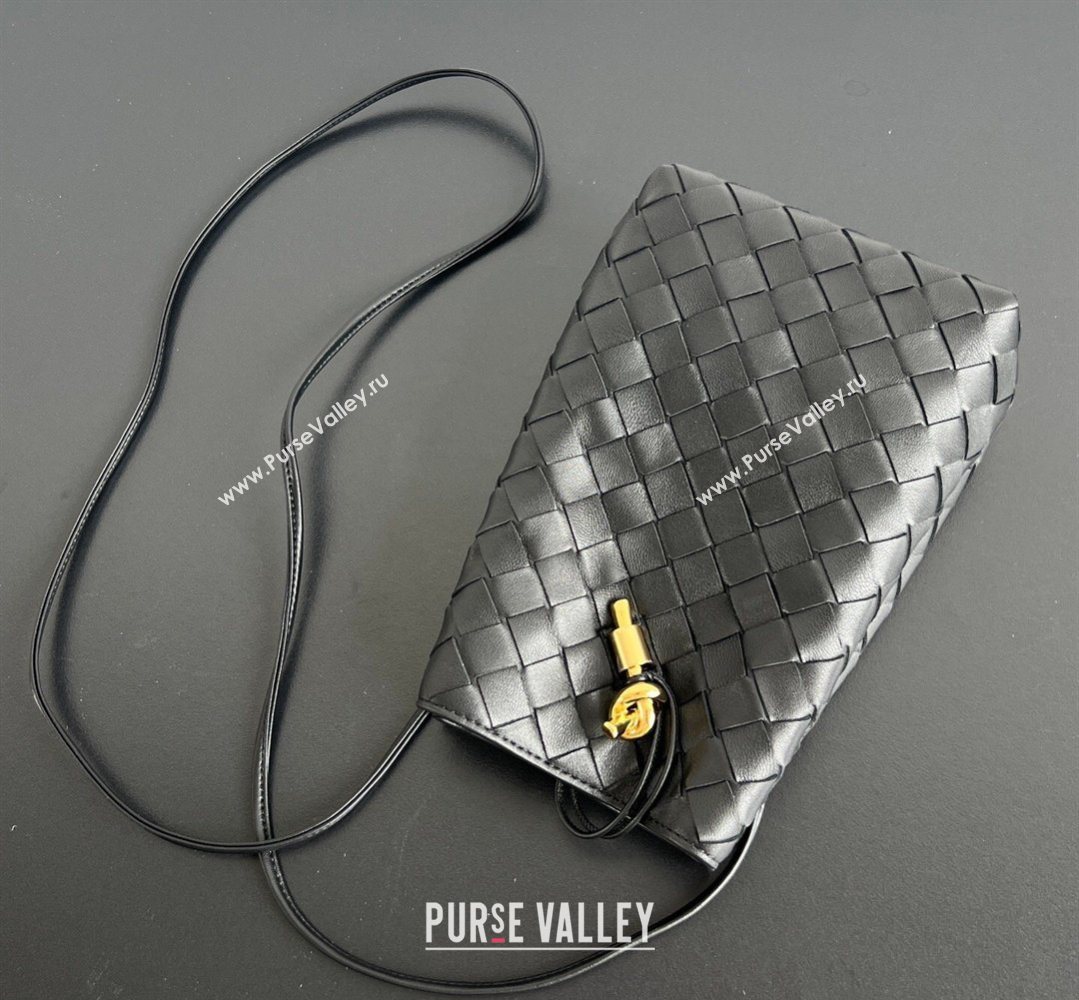Bottega Veneta Andiamo Phone Pouch in Intrecciato Leather Black 2026 843890 (WT-260402100)