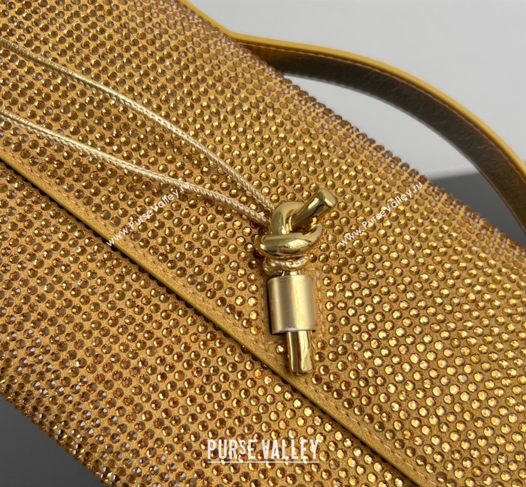 Bottega Veneta Long Clutch Bag Andiamo in Suede and Crystals Gold 2026 844124 (WT-260401074)