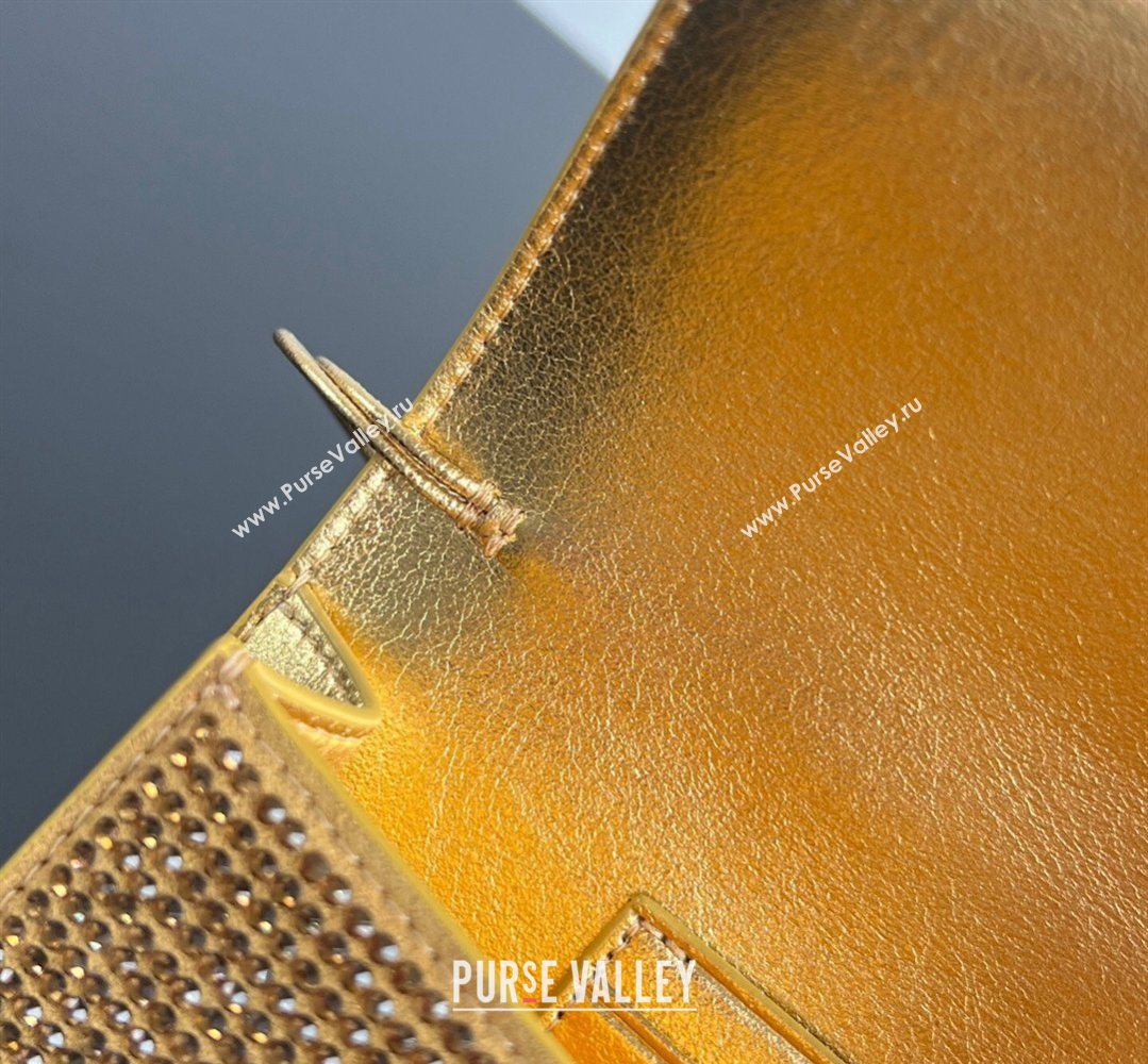 Bottega Veneta Long Clutch Bag Andiamo in Suede and Crystals Gold 2026 844124 (WT-260401074)