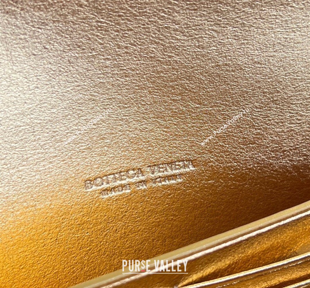 Bottega Veneta Long Clutch Bag Andiamo in Suede and Crystals Gold 2026 844124 (WT-260401074)