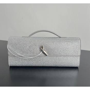 Bottega Veneta Long Clutch Bag Andiamo in Suede and Crystals Silver 2026 844124 (WT-260401075)