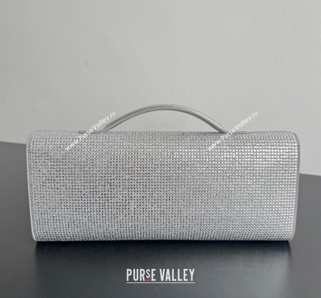 Bottega Veneta Long Clutch Bag Andiamo in Suede and Crystals Silver 2026 844124 (WT-260401075)