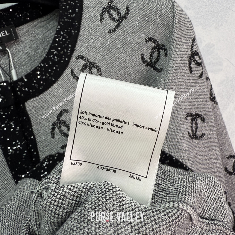 Chanel CC Allover Cardigan Grey 2025 0814 (QI-250814128)