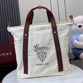 Gucci Mens Printed canvas large tote bag Off White 2025 816863 (XLU-250630084)