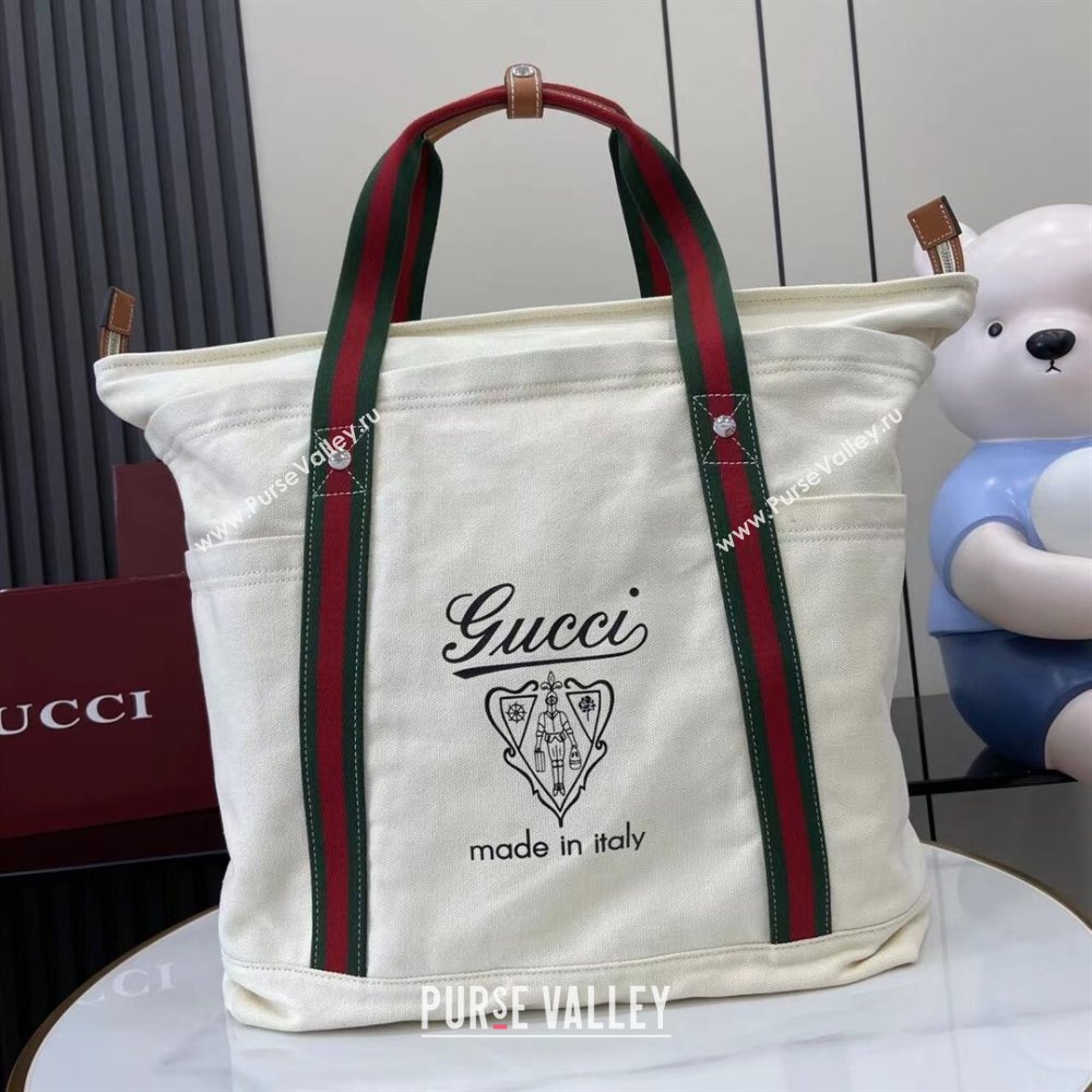 Gucci Mens Printed canvas large tote bag Off White 2025 816863 (XLU-250630084)