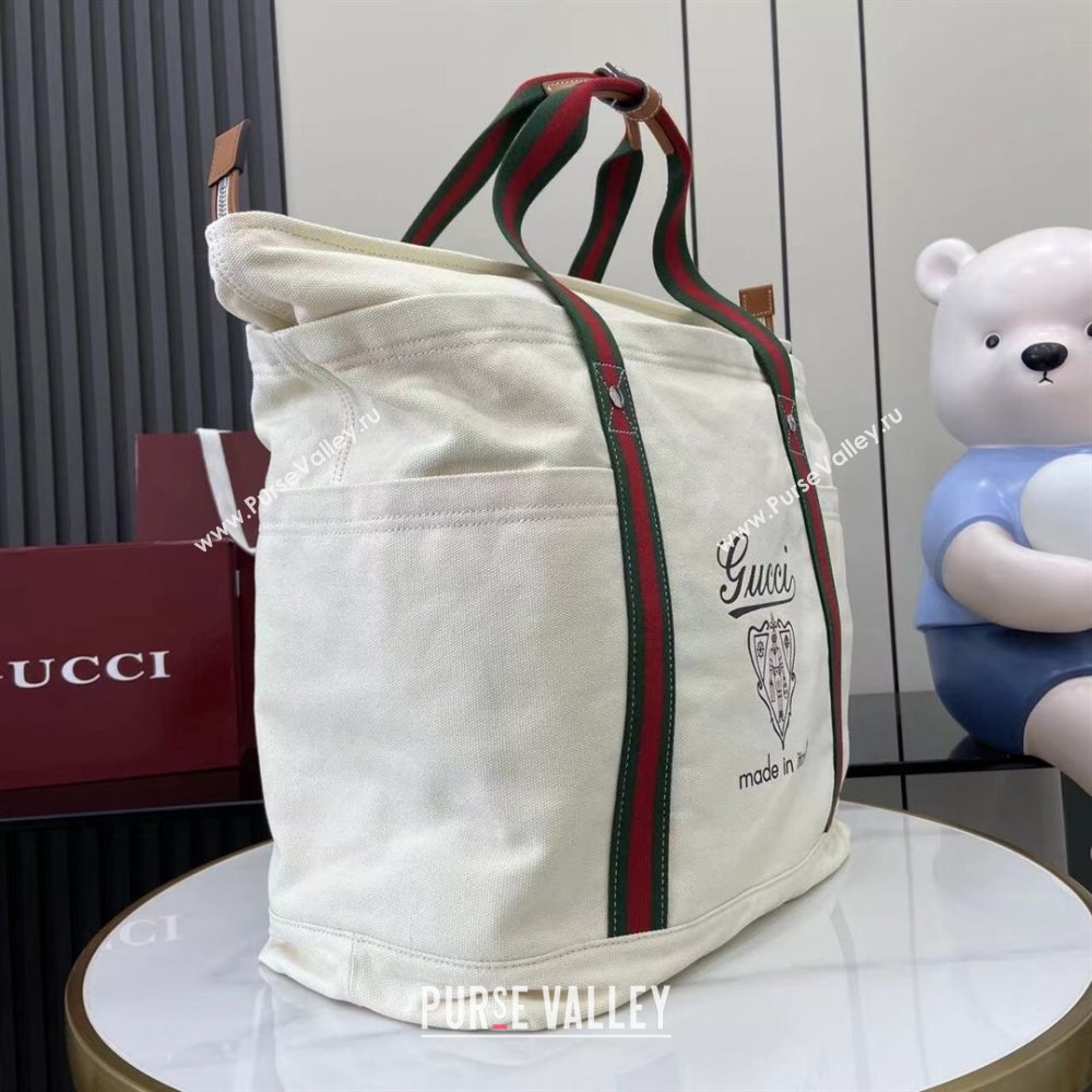 Gucci Mens Printed canvas large tote bag Off White 2025 816863 (XLU-250630084)