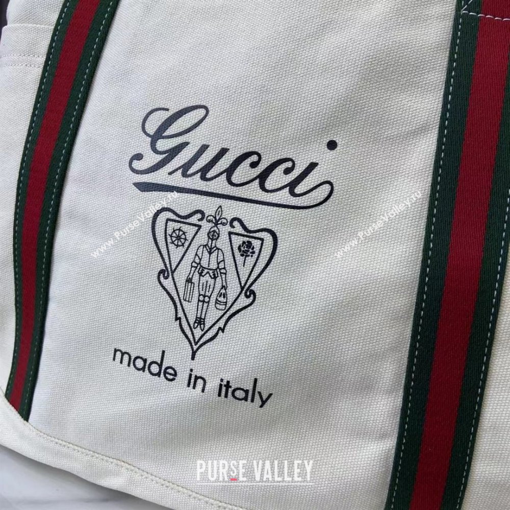 Gucci Mens Printed canvas large tote bag Off White 2025 816863 (XLU-250630084)