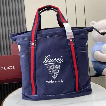 Gucci Mens Printed canvas large tote bag Dark Blue 2025 816863 (XLU-250630083)