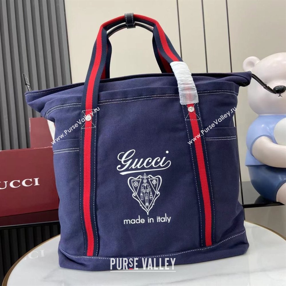 Gucci Mens Printed canvas large tote bag Dark Blue 2025 816863 (XLU-250630083)
