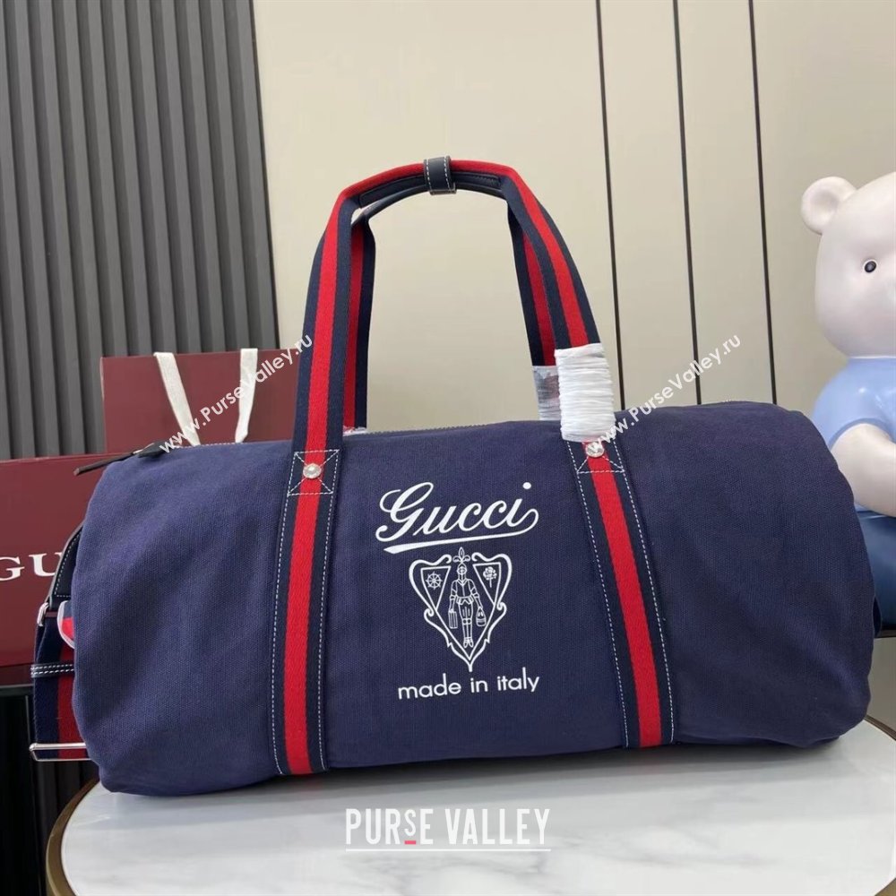 Gucci Mens Printed canvas duffle bag Dark Blue 2025 816866 (XLU-250630085)