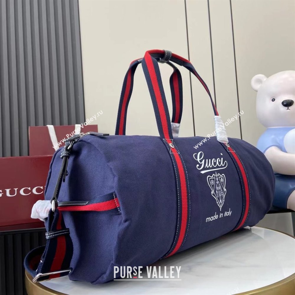 Gucci Mens Printed canvas duffle bag Dark Blue 2025 816866 (XLU-250630085)
